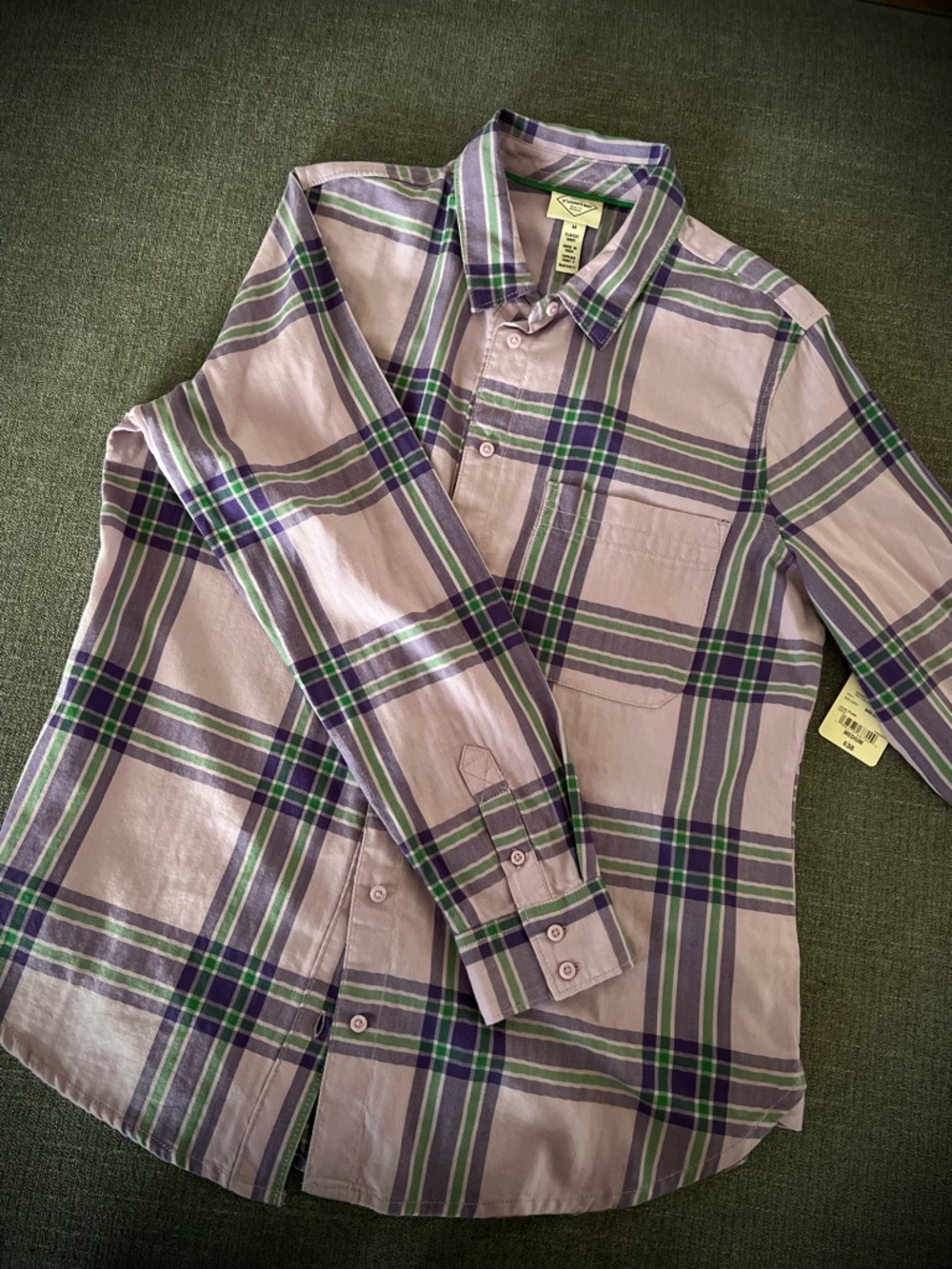 St. John's Bay Plaid Button-Down Shirt - Lavender, Green & Purple